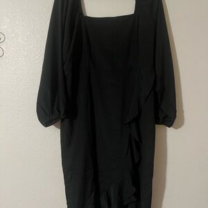 BloomChic Black Sheath Dress with Square Neck and Dolman Sleeves